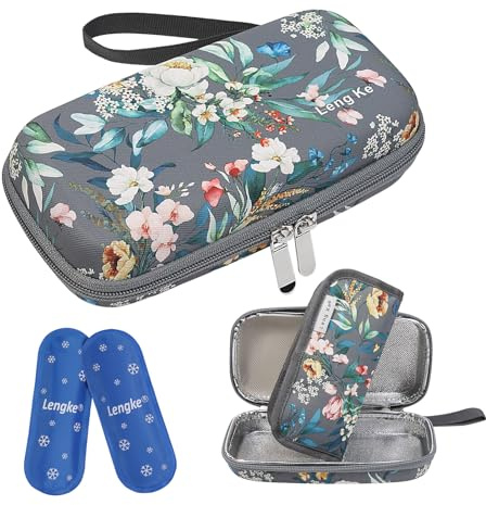 BOMKEE Custodia Termica per Insulina, Tasca Isolata per Insulina, Borsa Organizer per Medicamenti Refrigerati, Borsa Portaoggetti con 2 Pacchetti di Ghiaccio