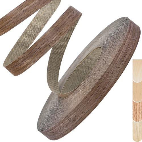 ZYJT Walnuss-Kantenband, 1,6 cm x 15,2 m Rolle Furnierkantenband, vorgeklebtes, flexibles Echtholzband für Schrankreparatur und Möbelrestaurierung
