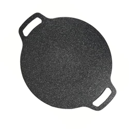 KOREAPAN - Piastra per barbecue coreana, 32 cm, rotonda, antiaderente, da campeggio, portatile, con manico, in lega di alluminio, per fornelli a gas