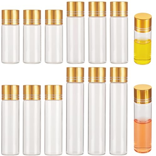 craspire 16 Ensembles 4 Tailles 12 ML 15 ML 20 ML 25 ML Petites Bouteilles en Verre Transparent avec Couvercles en Aluminium Petits Pots en Verre Vides Contenants de Perles Flacons Rechargeables