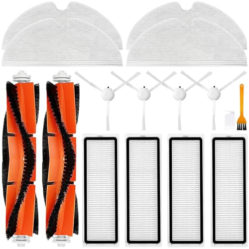 Replacement Accessories Parts Compatible with Xiaomi Mi Robot Vacuum Mop 2 Pro+ Vacuum Cleaner STYTJ02ZHM, Main brush, Side brush, HEPA Filter, Mop cloth, Repair spare (16Kit)