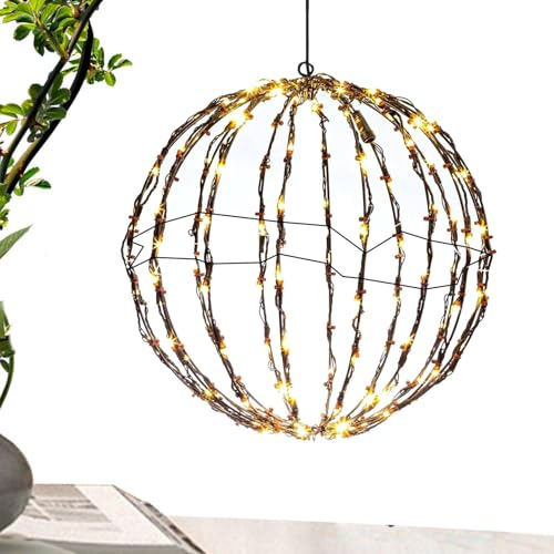 Luci natalizie sferiche per esterni - Catena di luci a palloncino con supporto | Sfere a illuminate natalizie per esterni, telaio in metallo pieghevole, luci a grandi, luci a D