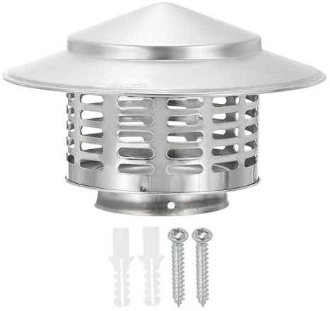 PATIKIL 3 Chimney Cap, 304 Stainless Steel Round Chimney Cover Cap Hood Screen Roof Vent with Screws for Fireplace Exhaust Exterior Stove Pipe