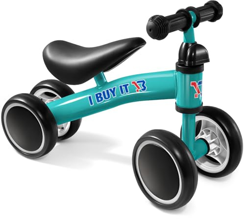 I BUY IT Kinder Laufrad ab 1 Jahr, Baby Lauflernrad Ohne Pedale für 10–24 Monate, Balance Bike Erstes Fahrrad mit 4 Räder Verstellbarer Lenker, Laufräder mit fur Kleinkind Jungen Mädchen - Grün