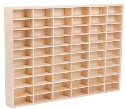 Wooden Diecast Car Display Rack 1:64 Solid Diecast Wood Car Model Storage Box Toy Storage Shelves with 60 Slots Wooden Cube Storage Box (52x4x35.6cm)