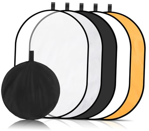 Réflecteur Photo Pliable Ovale en Nylon, 1 Set pour Contrôle Lumière | Usage Intérieur et Extérieur, Structure Robuste, Accessoire Simple à Déployer