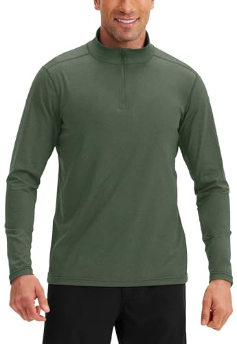 33,000ft Camiseta de running para hombre con cremallera 1/4, camiseta deportiva ligera de manga larga, cuello alto, camiseta funcional transpirable, jersey, camiseta de entrenamiento para gimnasio