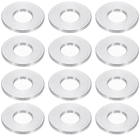 PATIKIL Rondelles en Aluminium M10, 12pcs Entretoise Métallique à Vis Ronde, Rondelle Plate pour Vis Tige Écrous Boulons, Bague d'Écartement en Métal 10.5mm ID x 24mm OD x 3mm Hauteur