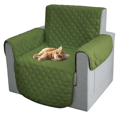 Comart - Funda para Sillón Majestic - con Reposabrazos - Funda Acolchada - Reversible - Antiarañazos - para Perros y Gatos - Lavable a Máquina - Antideslizante - Verde - Sillón 1 Plaza