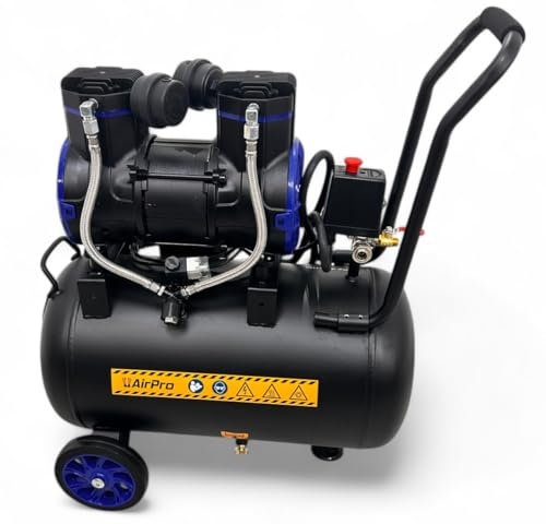 Compressore d'aria da 2 CV, 35 l, senza olio, compressore ad aria silenzioso, per fai da te e officina, funzionamento silenzioso con 70 dB max. 8 bar