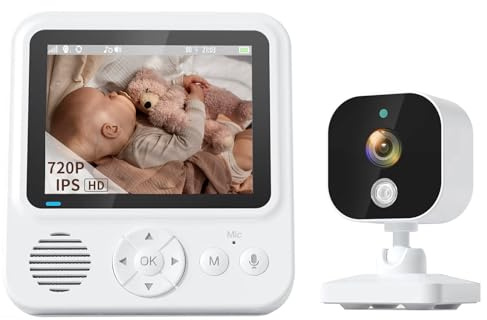 Monitor de bebé con cámara y visión nocturna, 2.8 pulgadas 720P HD Video Baby Monitor, pantalla IPS, modo VOX, 300 m de largo alcance, detección de temperatura, recordatorio de llanto, canción de cuna