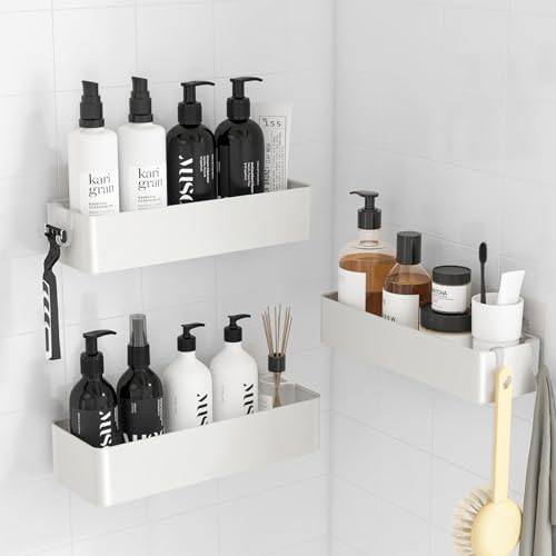 Kitsure 3 Stück Duschablage, Badezimmer Organizer, Large, Weiß | Badezimmer Organizer, schnell trocknendes Badregal mit großer Kapazität, langlebige Shampoo-Halterung für Dusche