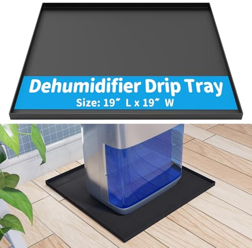 Air Jade Dehumidifier Drip Tray, 19 x 19, Black, Silicone, Square, Non-Slip Base, Raised Edge