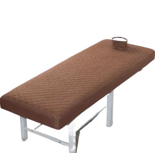 Sábana ajustable for mesa de masajes, color liso, cobertura total, banda de goma, funda for cama de masaje de spa con orificio for la cara Adecuadas Para Salones De Belleza, Masajes(Coffee,180x60cm)