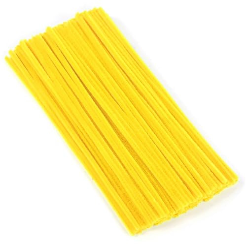 Pfeifenreiniger Gelb 100 Stück, Pfeifenreiniger zum Basteln 30 cm x 6 mm, Pfeiffenputzerdraht Chenilledraht, Pfeifenputzer Biegeplüsch Basteldraht für DIY Art Craft Projekte, Dekoration