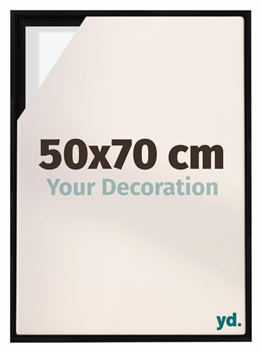 yd. Your Decoration - Schattenfugenrahmen 50x70 - Schwarz Matt - Rahmen für Leinwand Bilder auf Keilrahmen - Holz - Lyon
