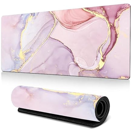 GUSXPPD Gaming Mauspad XXL, 900x400mm Groß Mauspad rutschfeste Gummibasis Schreibtischunterlage für PC-Büro, Arbeit, Gaming, Studium, Laptop, Computer, Zuhause-Schwarz (Rosa, 900L x 400B mm)