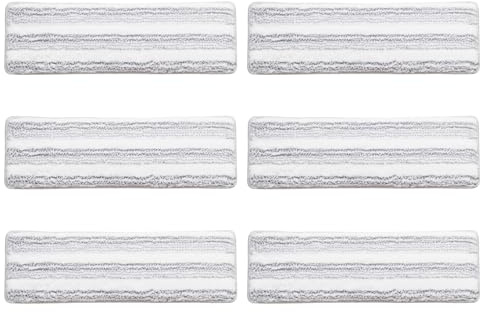 COSTWAY Lot de 6 Serpillières en Microfibre Haute Absorption, Tampons Lavables Réutilisables, Recharges Compatibles avec Balai Plat pour Sols Durs et Carrelage