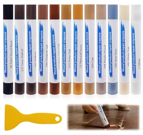 12 Colori Kit Riparazione Parquet,Kits di Riparaziones Mobili in Legno | Kit di Riparazione Mobili Legnos,Kits Riparaziones Mobilis in Legno di Graffi,Crepe,Macchie,pavimenti inlegno,tavoli