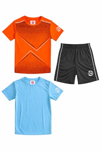 ALPHADVENTURE Set sportivo per bambini in 3 pezzi, tuta, 2 maglietta a maniche corte e 1 pantaloncini da 6 a 14 anni, 8 anni