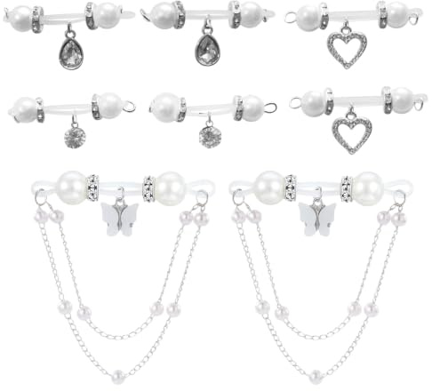 UJBVCX 8 Pièces Piercing Téton Piercing Mamelon, Anneaux de Faux mamelons en Corail réglables sans Piercing avec Pendentif en（Argent）