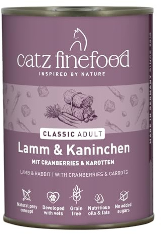 catz finefood N° 11 Lamm & Kaninchen Feinkost Katzenfutter nass, verfeinert mit Cranberries & Karotte, 6 x 400g Dosen
