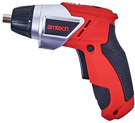 Am-Tech Amtech 3.6V Cordless Screwdriver with Lithium-Ion Battery, Pivoting Handle and Accessories [V6500] , 230 V, Red