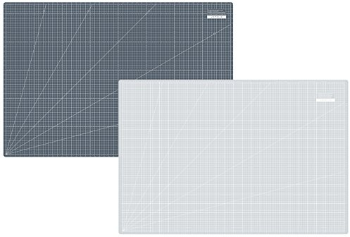 SEMPLIX Selbstheilende Schneidematte A0-A4 - Grün, Rosa, Grau, Türkis, Lila - Ideal fürs Basteln, Nähen & Patchworken - Beidseitig Bedruckt - Vorderseite cm Rückseite inch Bemaßung (Hellgrau-Grau, A0)