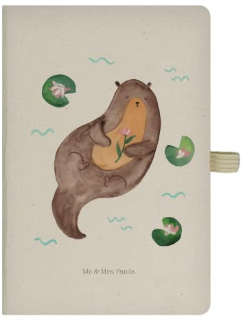 Mr. & Mrs. Panda notizbuch Otter Seerose - Geschenk, din a5, Kladde, Seeotter, glücklich, Fluss, Adressbuch, Wasser, Journal
