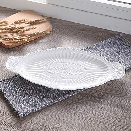 QMZDXH Ovale Assiette en Porcelaine,Pièces Assiette Creuse Japonaise Assiettes à Soupe en Porcelaine Plates en Porcelaine