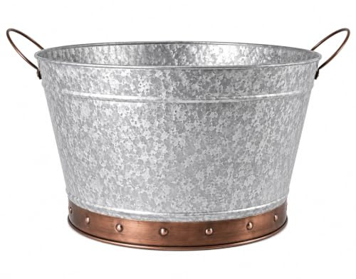 Muddy Hands Metal Plant Pot Vintage Flower Holder Milk Churn Tall Vase Bucket Planter (Round Planter)
