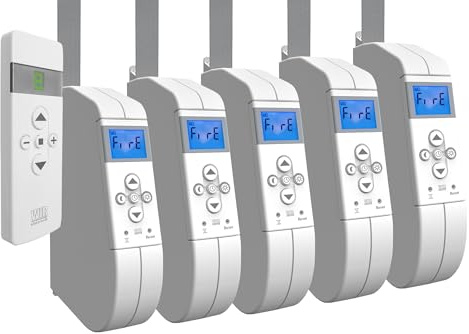 WIR elektronik, eWickler Comfort 5 Fenster Funk-Set, eW940-F-M, 5x Gurtwickler + 1x Fernbedienung FB-9, für 15mm Gurtband, Aufputz, bis 45Kg, Fahrtzeiten einstellbar (5 Fenster)