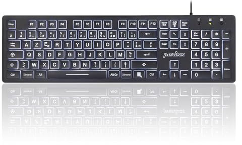 Perixx PERIBOARD-317 Clavier Rétroéclairé Filaire USB, Touches à Membrane, LED Blanche, AZERTY Français, Windows Compatible