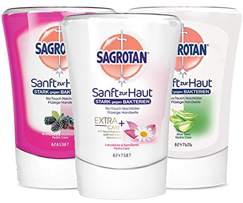 Sagrotan NoTouch Nachfüll-Pack mit 3 Sorten (Aloe Vera | Brombeere & Waldfrüchte |Lotusblume & Kamillenöl)