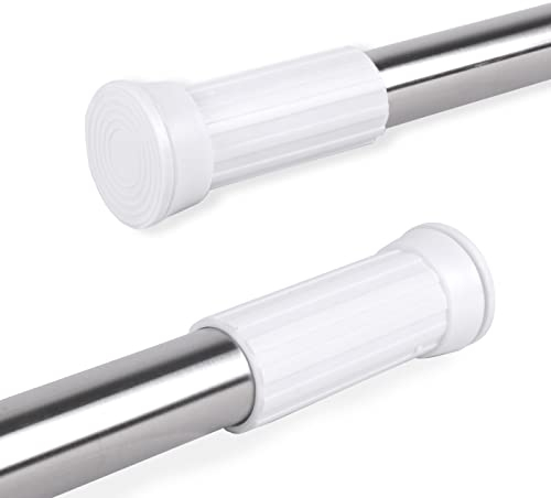 MERCURY TEXTIL- Barra de Aluminio Ajustable y Extensible para Cortinas de ducha, Armarios y Cocina sin taladro ni tornillos de fácil montaje. Barra de tensión telescópica. (Plateado 70-120)