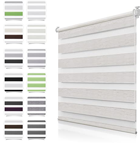 Doppelrollo Klemmfix ohne Bohren Leinen 90x120cm Rollos für Fenster ohne Bohren mit Kindersicherung Fenster Rollos für innen Lichtdurchlässig & Verdunkelnd, Stoffbreite 85cm