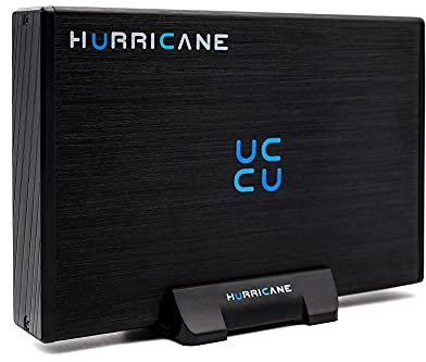 HURRICANE GD35612 Aluminium Festplattengehäuse 3.5 USB 3.0, Externes HDD Gehäuse Case mit eigener Stromversorgung für 2,5, 3,5 SATA HDD und SSD, Enclosure Box mit Netzteil für PC, Mac, Lunux