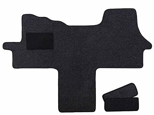 Fußmatten passend für VW T4 Typ 70, 7D 2-Sitzer Automatikgetriebe (Baujahr 1990-2003), Amalfi anthrazit | 1-TLG + 2 Trittstufenmatten | Umrandung dunkelgrün