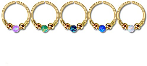 Wycian Nasenstecker Edelstahl, Nasenpiercing Chirurgenstahl Runde Form mit Opal Gold 0.8X8mm Ohrring Piercing zum Jubiläum Geburtstag für Frauen Männer
