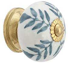 Rasiya Art Grey Bale Ceramic Door Knobs - Countryside Handmade Ceramic Drawer Handle Kitchen Cabinets Cupboard Wardrobe Round Pull Handles Farmhouse Boho Furniture Hardware - Pack of 4