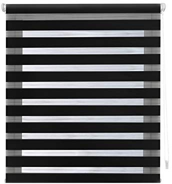 Decorblind Store Enrouleur Double épaisseur en Tissu sans perçage Nuit et Jour Couleur Noir Dimensions 72 x 180 cm Tissu 69 x 175 cm