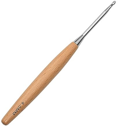 Coopay Häkelnadel 4,0 mm Mit Buchenholzgriff - Ergonomische, Leichte Häkelnadeln für Arthritische Hände - Glatter Hakenkopf, Handwarme Lange Häkelnadeln