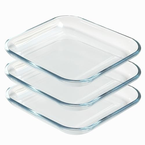 VIPHIEC 17,8 cm quadratische Dessertteller aus gehärtetem Glas, kleine Mini-Vorspeisen-, Obst-, Salat- und Kuchenteller