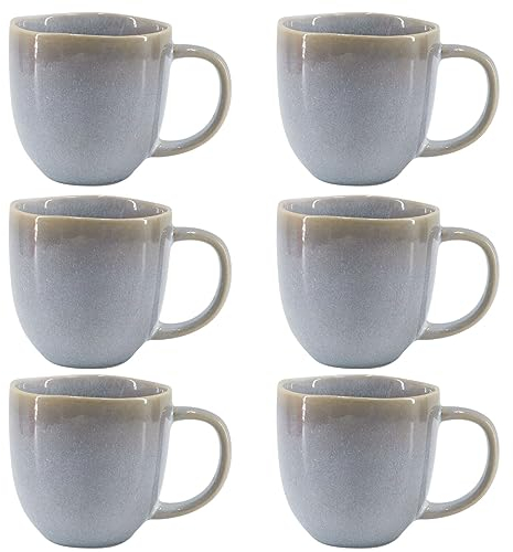 Brigros Wehome - Set Da 6 Tazze Colazione In Ceramica, Lavorate A Mano, Tazze Mug 6 X 350 Ml Pezzi Per Colazione/set Di Tazze Da Caffè, Tazze Cappuccino, Tazze Da The (Blu)