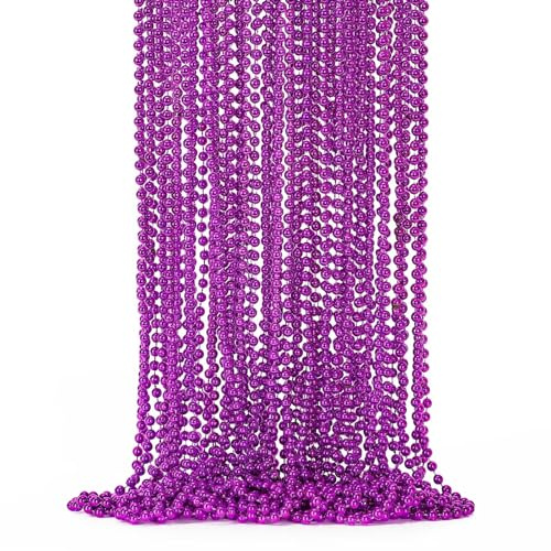 24 st Mardi Gras pärlor, lila pärlhalsband festgåvor, 83 cm halloween halsband kvinnor män set, festival parad evenemang kasttillbehör för halloween Mardi Gras bröllop födelsedag firande dekor