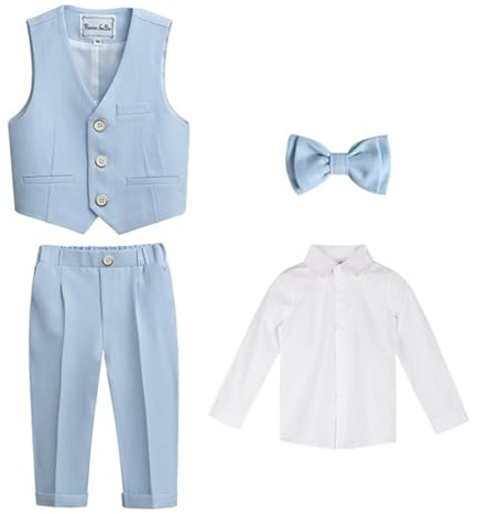 Ensemble de Costume Garçon 4 Pièces - Smoking, Tenue d'Honneur, Vêtements de Baptême, Soirée, Mariage, Cérémonie et Fête Pour Enfants et Bébés