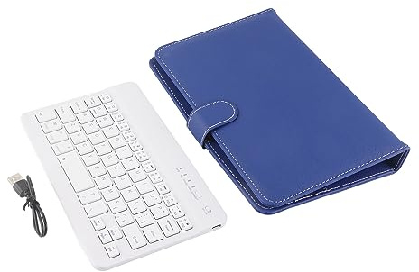 QANYEGN Bluetooth Keyboard Flip Case Cover, Universal Wireless Keyboard Sleeve with Stand, Fit for Tablets and Smartphones(Blue)