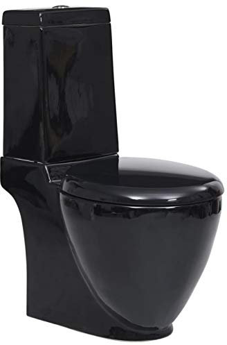 Rantry Keramik WC Rückseite Wasserfluss Schwarz Toiletten