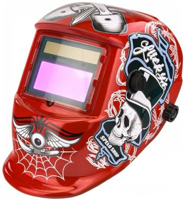 Lucky's speed shop - Maschera per saldatura professionale autooscurante, 9/13, DIN rosso
