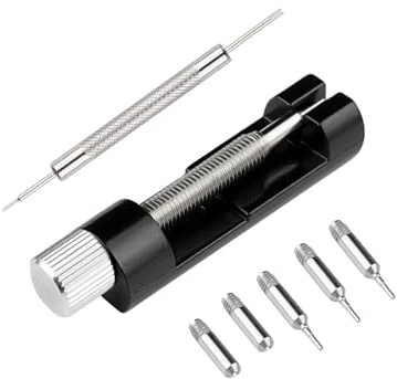 Watch Link Removal Kit, Tools to Adjust and Remove Bracelets,Pin Remover for Sizing Strap,Watch Band Adjustment Tool Kit with Extra Replacement (Black)